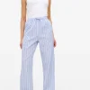 Dusky Blue Stripe Print Pyjama Bottoms 18
