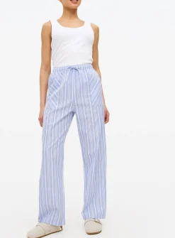 Dusky Blue Stripe Print Pyjama Bottoms 18