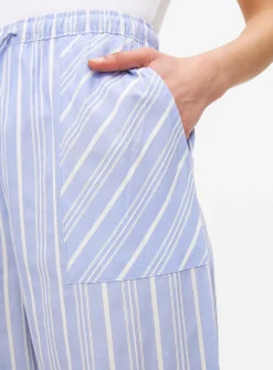 Dusky Blue Stripe Print Pyjama Bottoms 18