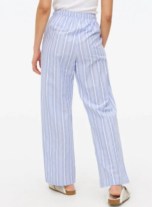 Dusky Blue Stripe Print Pyjama Bottoms 18