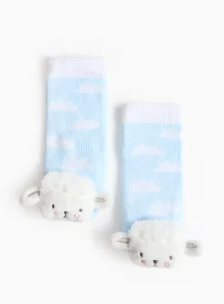 Easter Lamb Blue Rattle Socks 1-6 months