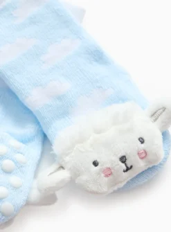 Easter Lamb Blue Rattle Socks 1-6 months