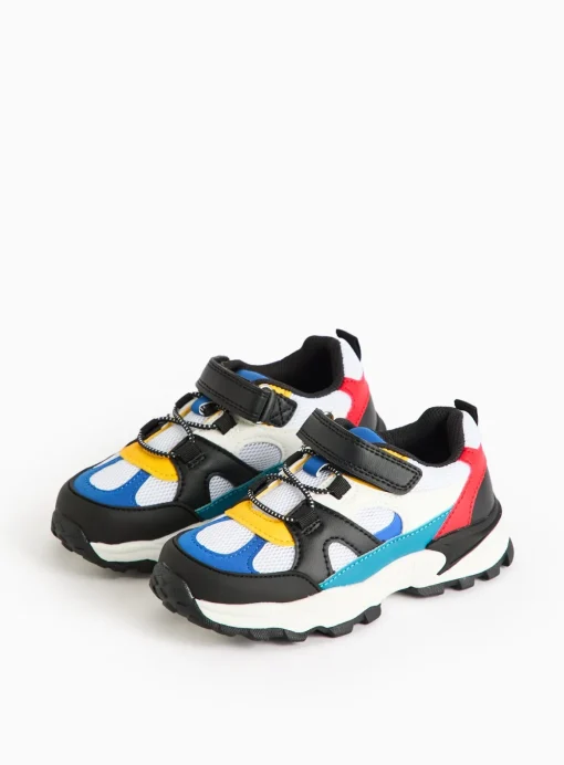 Faux Leather Colour Block Chunky Trainers 12 Infant