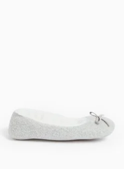 Felt Grey Faux Fur Lined Ballerina Slippers 4