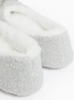 Felt Grey Faux Fur Lined Ballerina Slippers 4