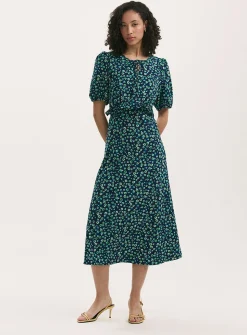 FINERY Anika Dress Navy Ditsy 16