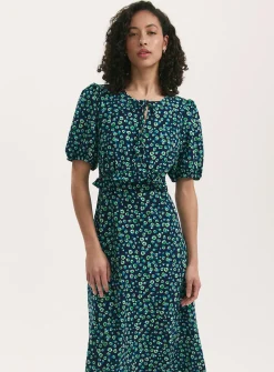 FINERY Anika Dress Navy Ditsy 16