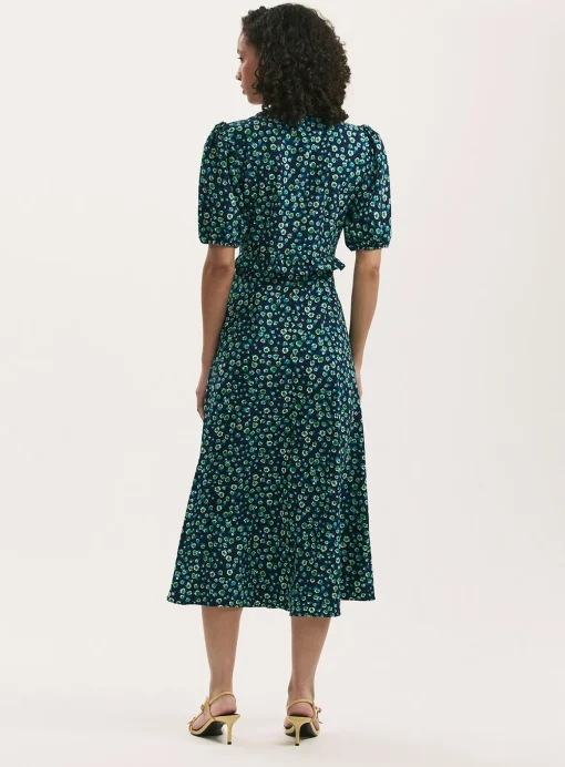FINERY Anika Dress Navy Ditsy 16