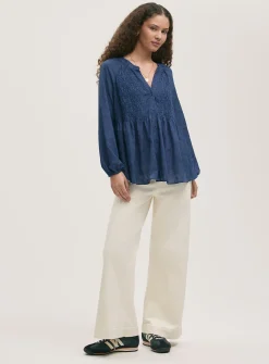 FINERY Martha Blouse Navy 22
