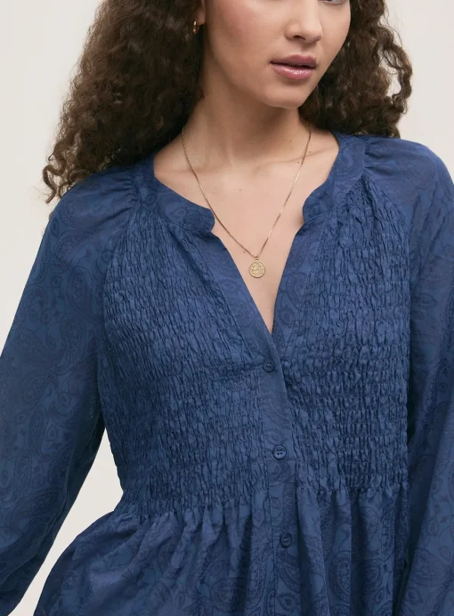 FINERY Martha Blouse Navy 22