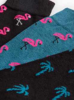 Flamingo Palm Tree Pattern Ankle Socks 5 Pack 9-12