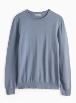 Flint Blue Crew Neck Knitted Jumper L