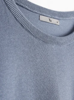 Flint Blue Crew Neck Knitted Jumper L