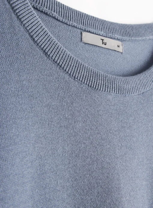Flint Blue Crew Neck Knitted Jumper L