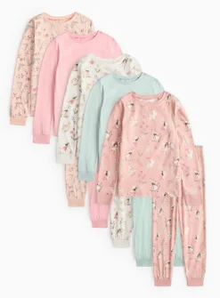 Floral & Fairy Print Pyjama Sets 5 Pack 1-2 years