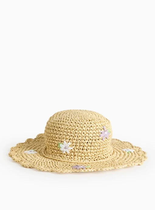 Flower Detail Straw Sun Hat 6-9 years