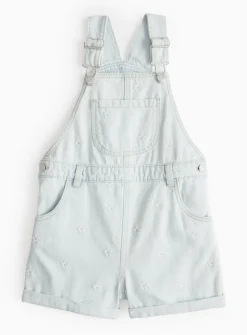 Flower Embroidered Denim Bib Dungarees 5 years