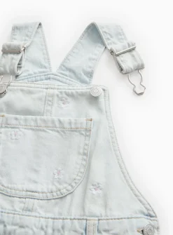 Flower Embroidered Denim Bib Dungarees 5 years