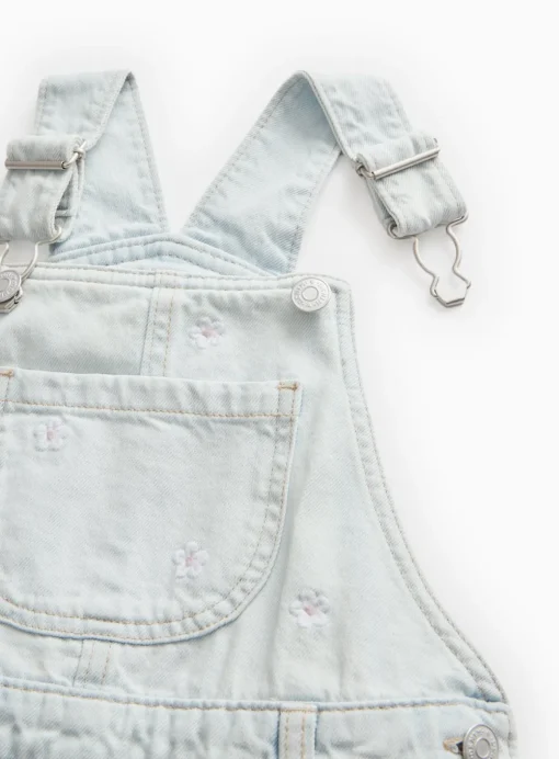 Flower Embroidered Denim Bib Dungarees 5 years