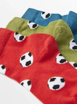 Football & Stripe Print Ankle Socks 5 Pack 6-8.5