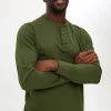 Forest Green Long Sleeve Henley T-Shirt XXL