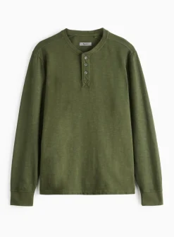Forest Green Long Sleeve Henley T-Shirt XXL