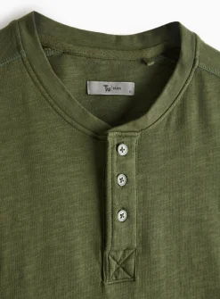 Forest Green Long Sleeve Henley T-Shirt XXL