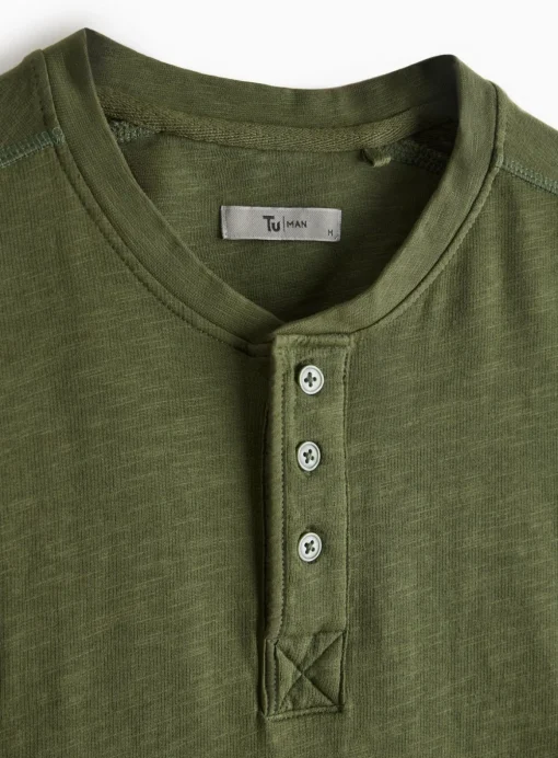 Forest Green Long Sleeve Henley T-Shirt XXL