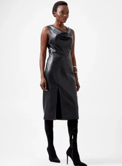 FRENCH CONNECTION Elettra Pu Cowl Neck Sleeveless Dress 6