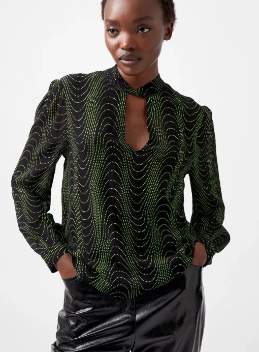 FRENCH CONNECTION Grace Alohi Lurex Long Sleeve Blouse XS