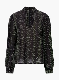 FRENCH CONNECTION Grace Alohi Lurex Long Sleeve Blouse XS