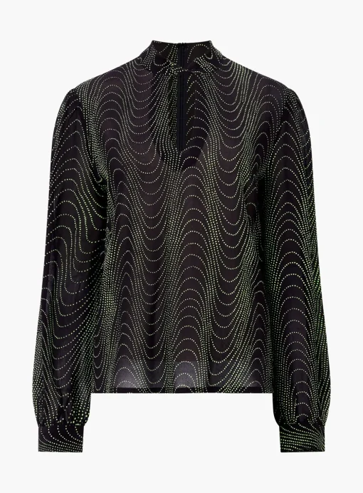 FRENCH CONNECTION Grace Alohi Lurex Long Sleeve Blouse XS