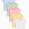 Frill Neck Jersey T-Shirts 5 Pack 1-2 years