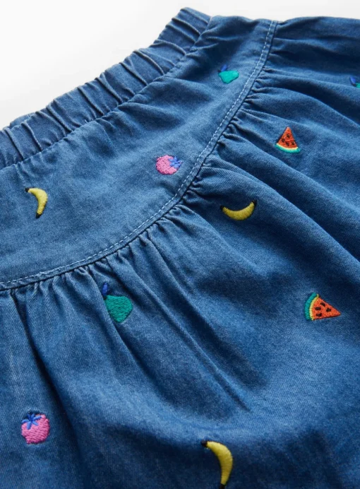 Fruit Embroidered T-Shirt & Denim Skirt Set 1-2 years