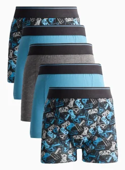 Gamers Print Trunks 5 Pack 6-7 years
