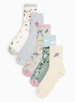 Gardening Theme Ankle Socks 5 Pack 4-8