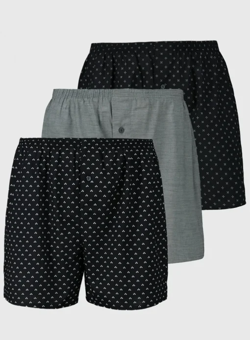 Geo Print & Stripe Woven Boxers 3 Pack XXL