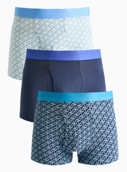 Geo Print Navy Trunks 3 Pack XL