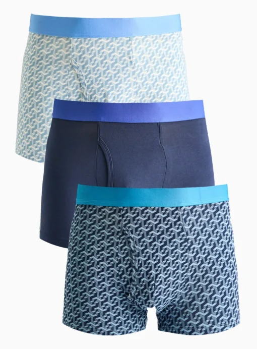 Geo Print Navy Trunks 3 Pack XL
