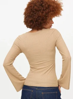Gold Shimmer Sweetheart Neck Long Sleeve Top 20