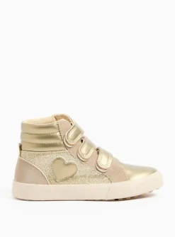 Gold Sparkle Triple-Strap High Top Trainers 9 Infant