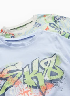 Graffiti Printed Pyjama Set 2 Pack 8-9 years