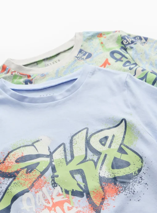 Graffiti Printed Pyjama Set 2 Pack 8-9 years