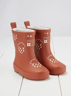 GRASS & AIR Burnt Orange Colour Changing Kids Winter Wellies 6 Infant