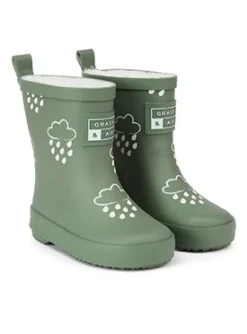 GRASS & AIR Khaki Green Colour Changing Kids Winter Wellies 3 Infant