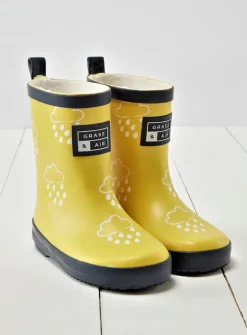 GRASS & AIR Kids Yellow Colour Changing Wellies 4 Infant