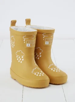 GRASS & AIR Ochre Colour Changing Kids Winter Wellies 13 Infant