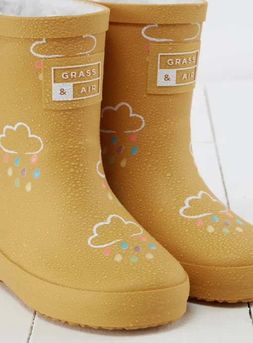 GRASS & AIR Ochre Colour Changing Kids Winter Wellies 13 Infant