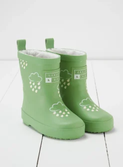 GRASS & AIR Olive Green Colour Changing Kids Winter Wellies 7 Infant