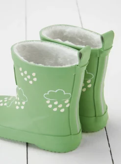 GRASS & AIR Olive Green Colour Changing Kids Winter Wellies 7 Infant
